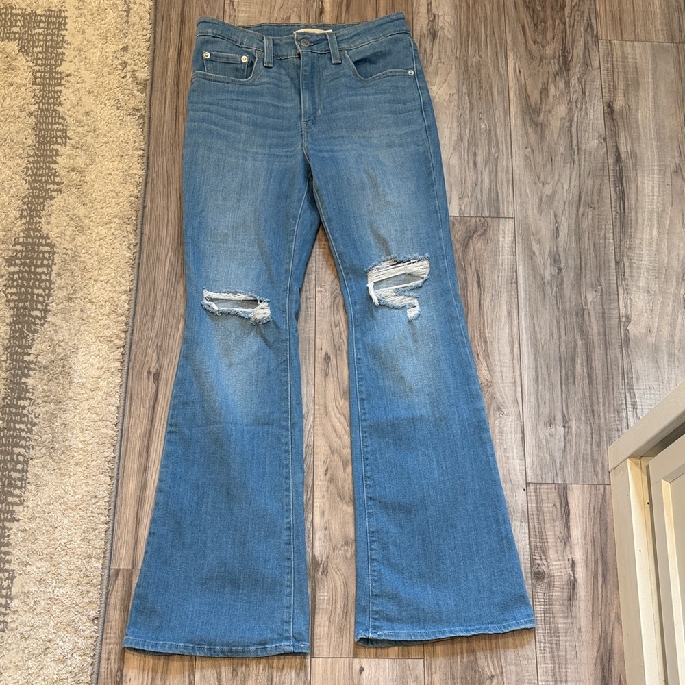 Levi 726 Flare Distressed Jeans - Women